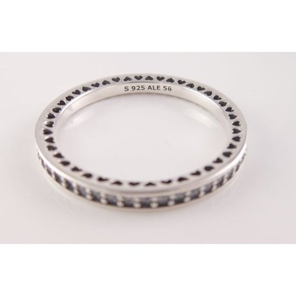 RADIANT HEARTS of PANDORA White Enamel/Silver STACKABLE Ring 191011CZ NEW! - Picture 3 of 4